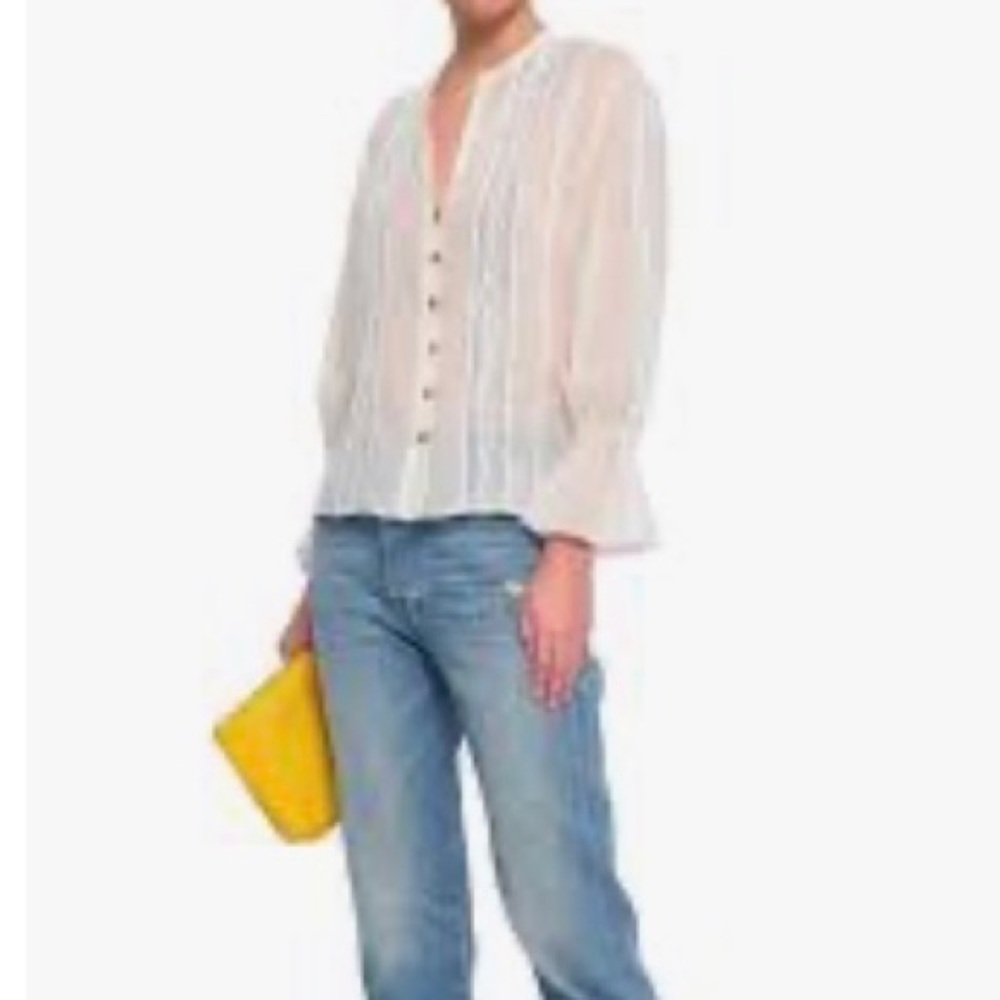 Cinq a Sept Lace Detail Cotton Blouse
